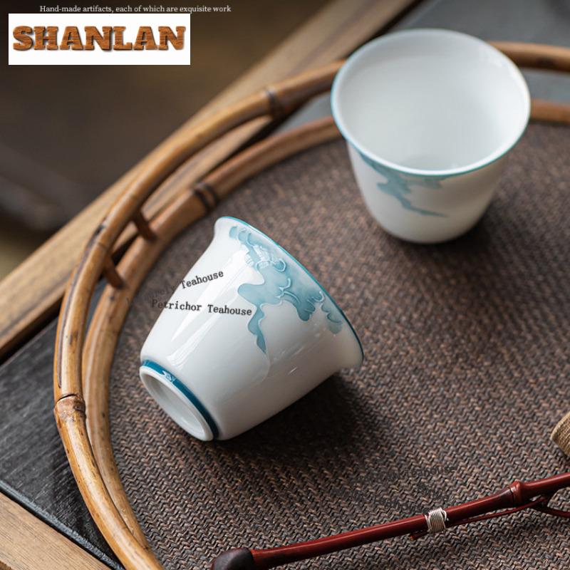 2pc/lot Stack Painting Cloud Teacup Japanese Tea Bowl Tea Pair Tea-tasting Smelling Cup Jianzhan Master Cups For Tea Craft 45ml