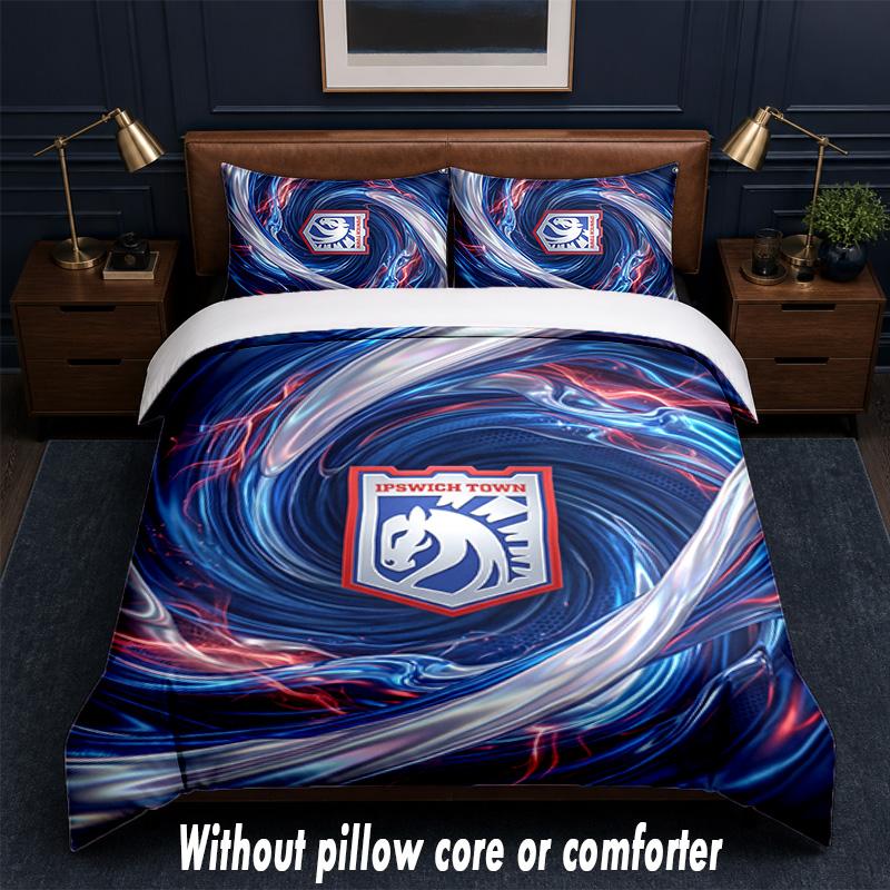 Ipswich Town Football Design Bed Bedding Set 1 Duvet Cover + 2 Pillowcases Soft Breathable Household Bed Linens