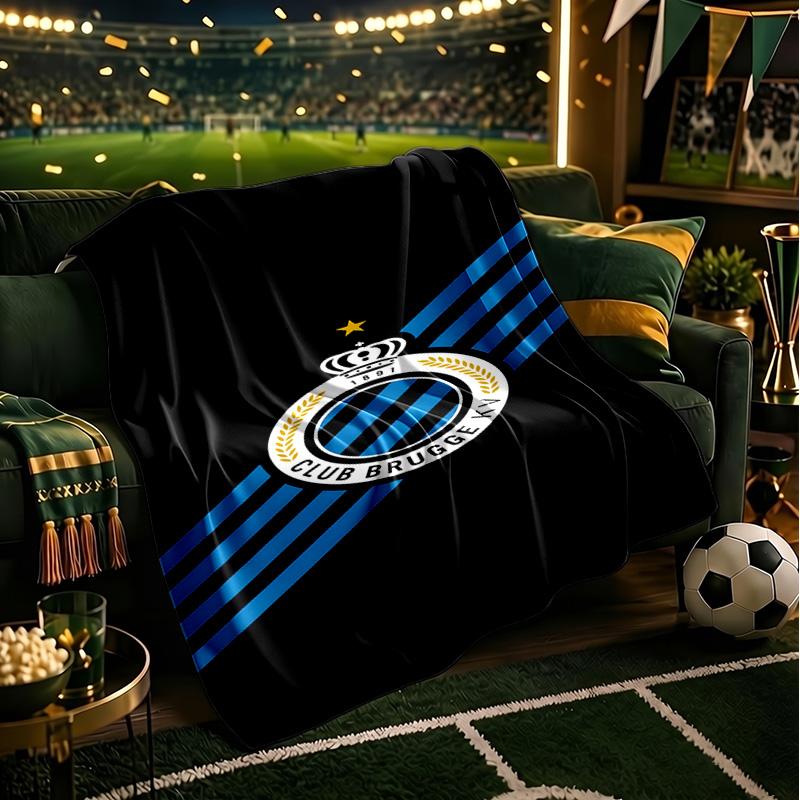 Coperta con Stemma FC Brugge Leggera Ideale per Letto Perfetta per Viaggi, Campeggio, Soggiorni, Uffici, Divani, Regalo di Natale per tifosi