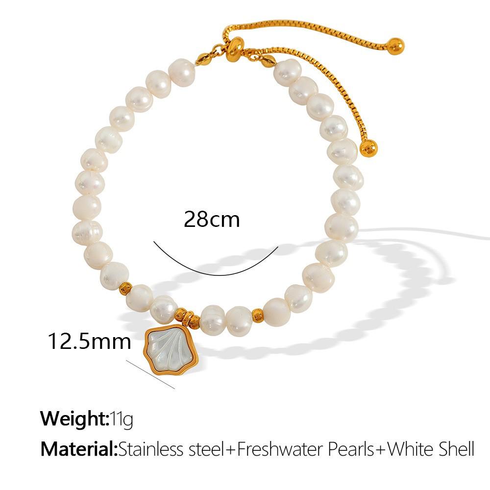 

French Fashion Stainless Steel Freshwater Pearl Elastic Bracelet with Gentle Bow for Women