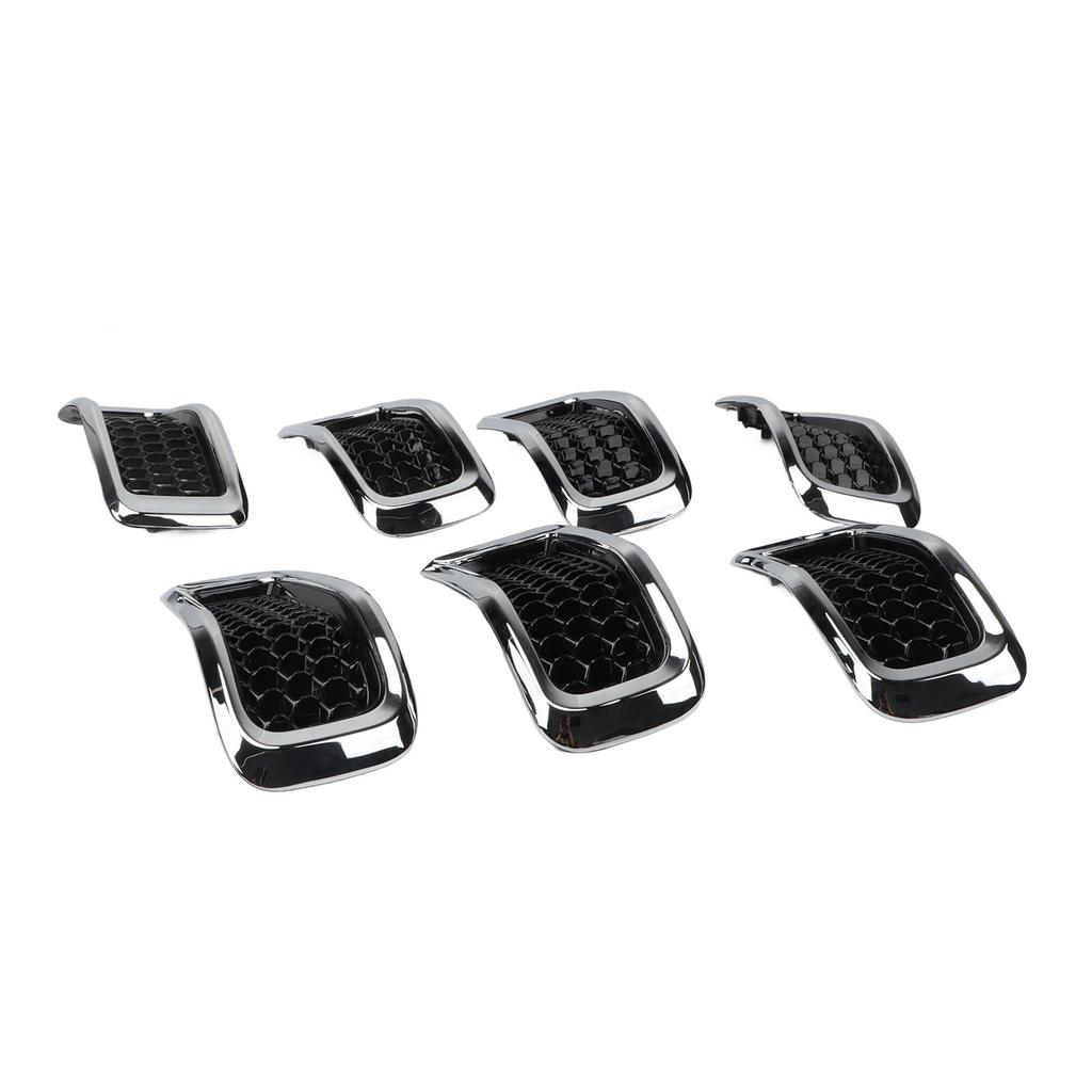 7Pcs Front Grille Cover 68303626AA Front Bumper Hood Grille Vent Insert Cover for Cherokee 2014 to 2018