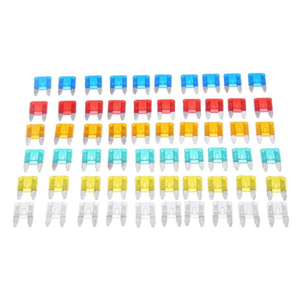 50pcs Small Car Fuse 2A 3A 5A 7.5A 10A 15A 20A 25A 30A 35A Amp with Box Clip Assortment Auto Blade Fuses Set Vehicle Boat Truck
