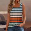 Women's Summer Casual Pleated Square Neck Sleeveless Tank Top Printed T-Shirt