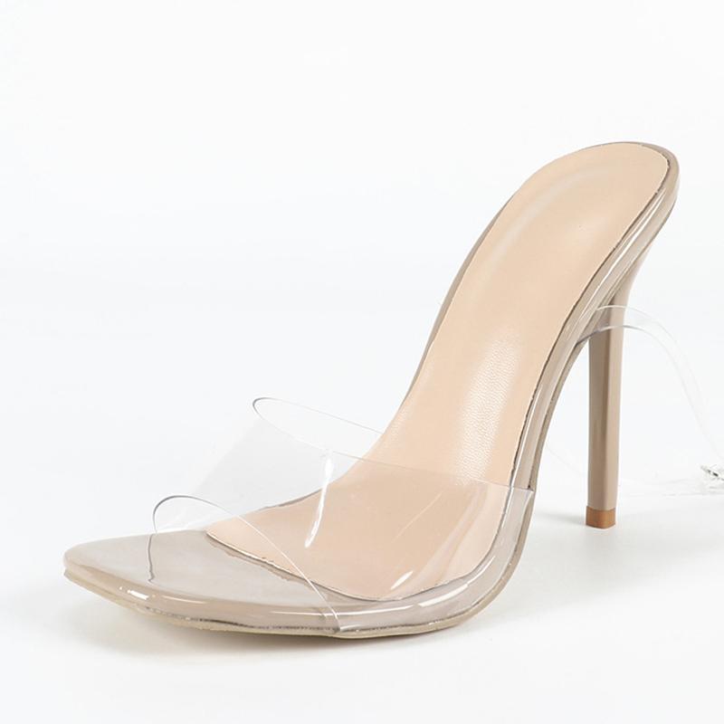 

Fashion Liyke Sexy 11.5CM Thin High Heels Transparent Sandals For Women Summer Fashion Square Open Toe Party Prom Shoes Zapatos De Mujer 35 абрикосовый