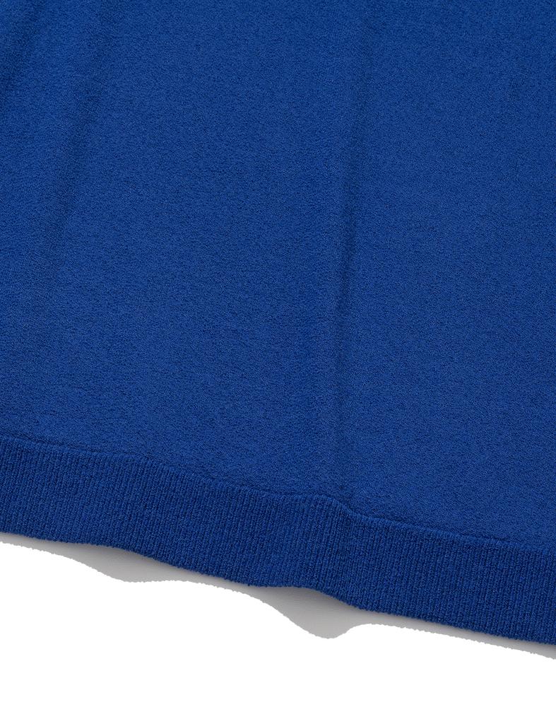 KNITTED Cool Summer Essential Round Short Sleeve Knit Tee Blue