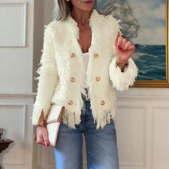 Damen Offener Kunstfell-Cardigan Fuzzy Schick Zottelige Jacke Lässiger Langarm-Mantel Herbst Winter Oberbekleidung