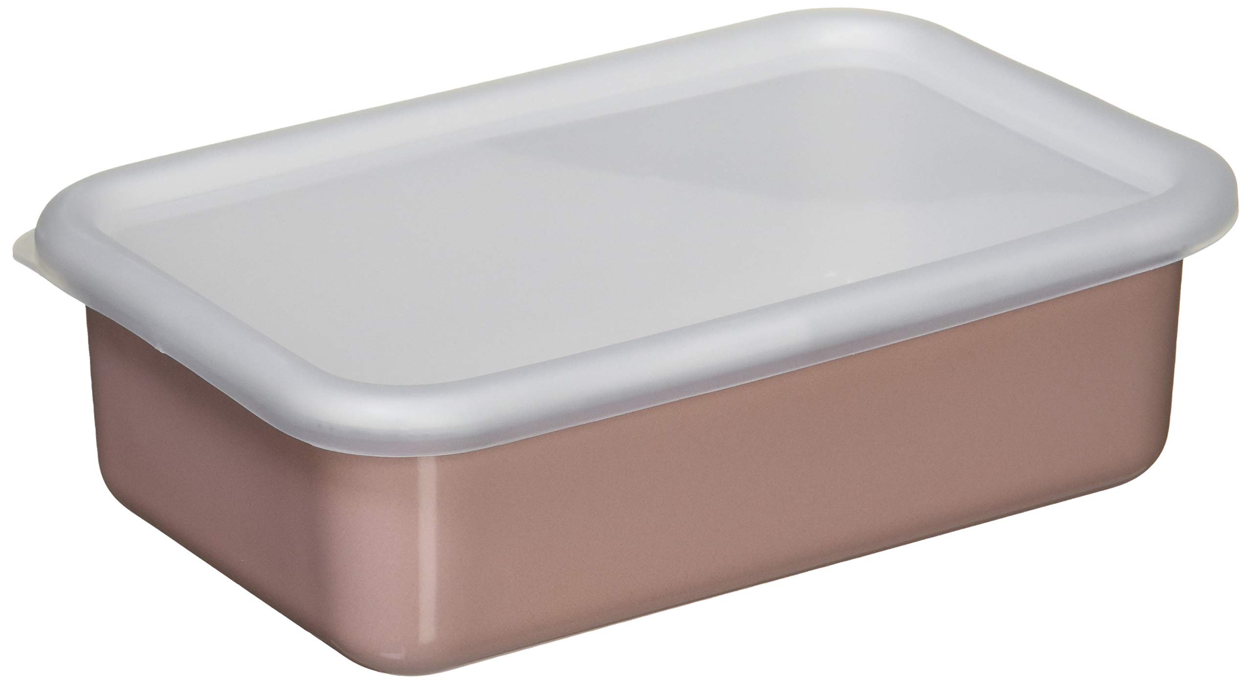 Fuji Enamel Storage Shallow Rectangle Nordic Color Ash Cotton Container, M, Pink, CTN-M.AP