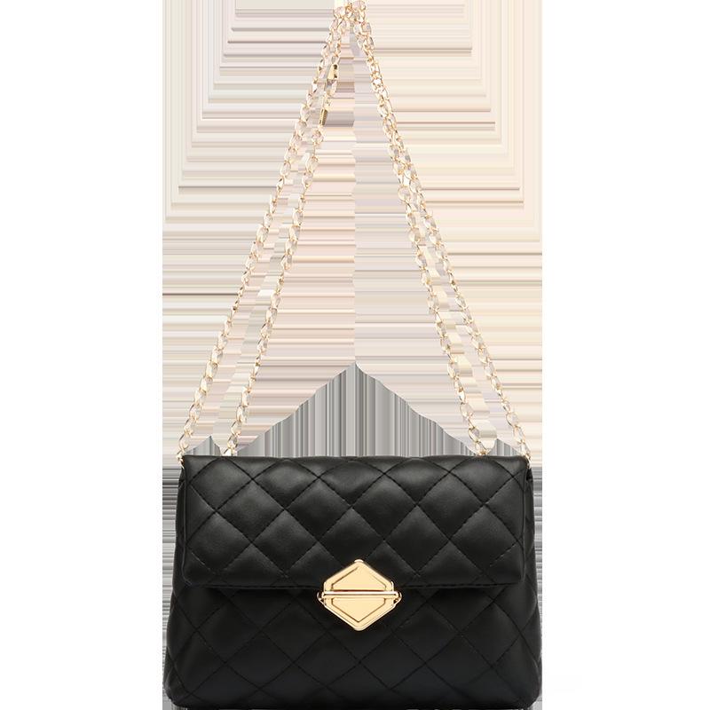 

Женская сумка кроссбоди на цепочке с ромбовидным узором - корейский стиль 2021 чёрный