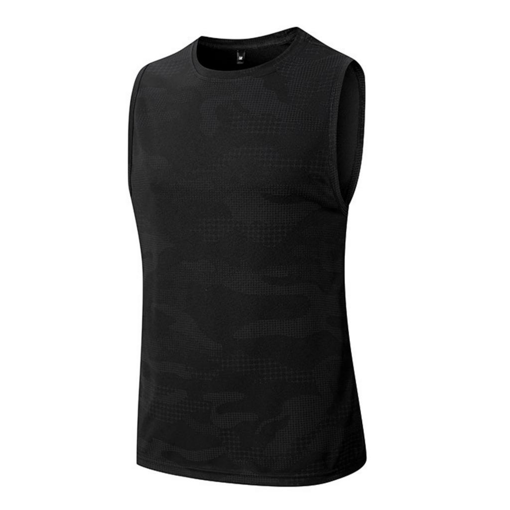 Men Sleeveless Athletic Tank Top Crew Neck Camo Print Lightweight Breathable Quick Dry Sports Shirt for Training Running Gym