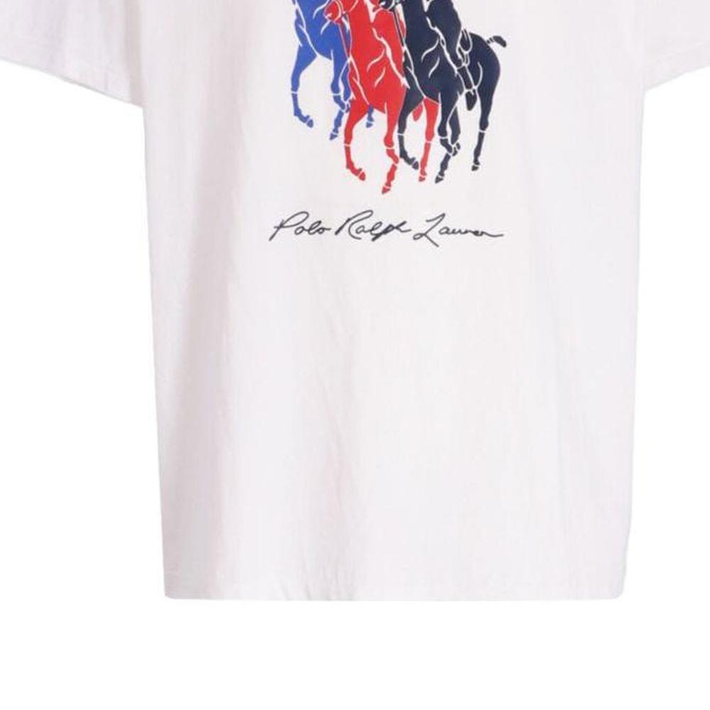 Polo Ralph Lauren SS23 Tričko s krátkým rukávem a kulatým výstřihem s potiskem Rytíř na koni Pánské vršky Bílá 710909588-002