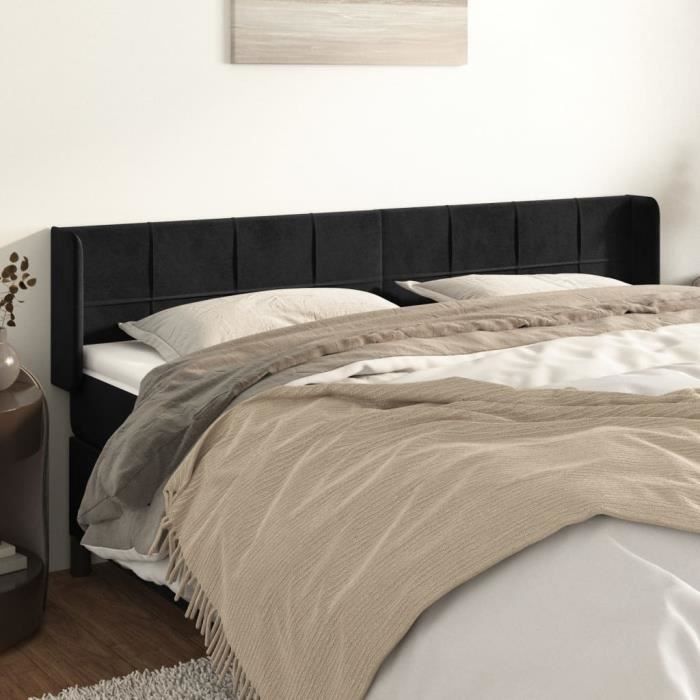 VidaXL Tête de lit avec oreilles Noir 163x16x78-88 cm Velours3118824