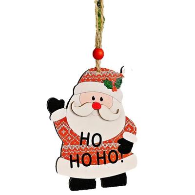 Cute Printed Wooden Christmas Pendant New Santa Claus Snowman Pattern Christmas Tree Decoration Christmas Festival Decor Pendan