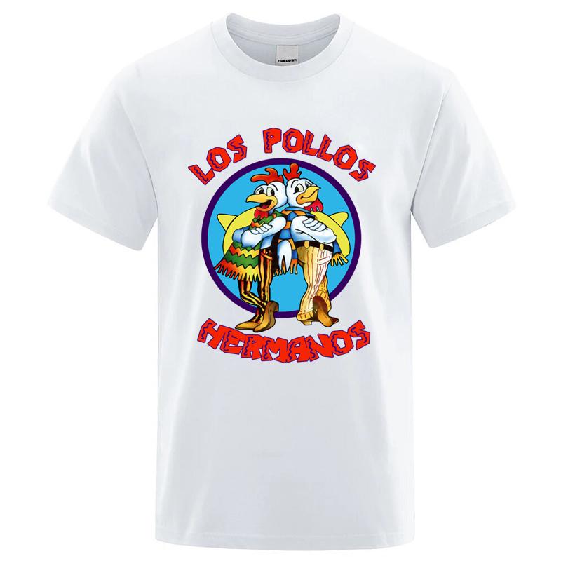 Summer Men's High Quality LOS POLLOS Hermanos Funny Printed T-Shirt Casual Cotton Breathable Tshirt Chicken Brothers Tees Top