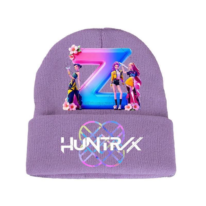 Kpop Loveci Démonů Pletená Čepice Sada Rukavic Kreslená Dívka Roztomilá Pletená Čepice Anime Módní Rukavice Dětské Zimní Teplé Doplňky Dárek