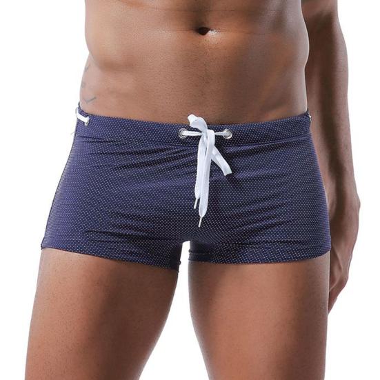 Summer Men Swim Shorts Low-rise Solid Color Beach Tight Swimming Trunks
