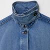 Damen Oversized Jeansjacke Mit Hohem Kragen Streetwear Stil 2026 Lockerer Schnitt Lässige Oberbekleidung