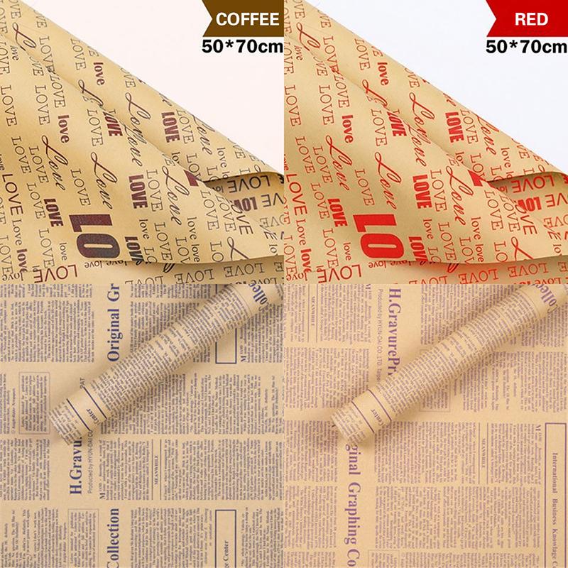 10Sheets Vintage English Newspaper Kraft Paper Brown Kraft Outer Wrapping Paper For Gifts Packaging Flower Wrapping Paper