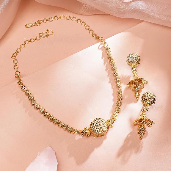 Beaded Design & Cubic Zirconia Embellishments Necklace Set for Women & Girls | Handcrafted Jewelry | Ideal for Weddings, Ethnic Wear