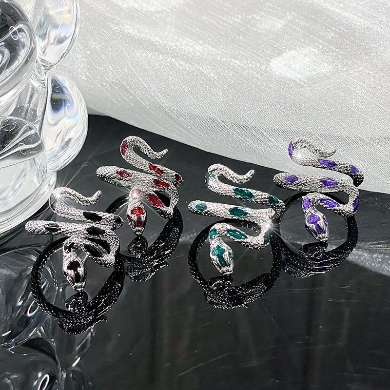 Original Snake-Shaped Retro Ring, Female Tide Niche Designer, High Sense Cold Wind Index Finger Ring, Open Ring.