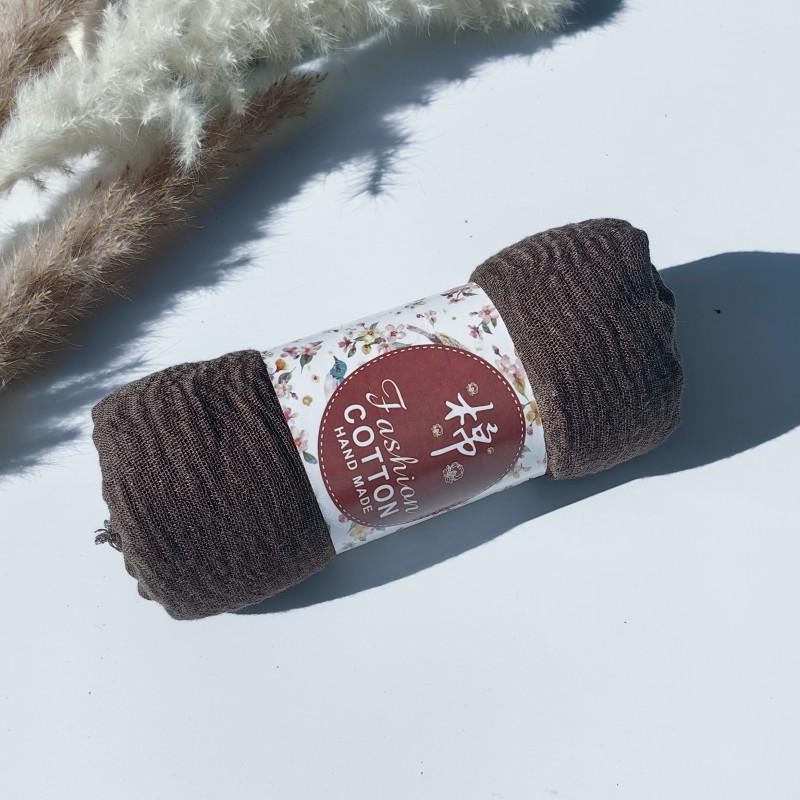 62-122 Colors Crinkle Cotton Underscarf Pleated Pompom Plain Hijab With Tassels Islamic Turban Warp