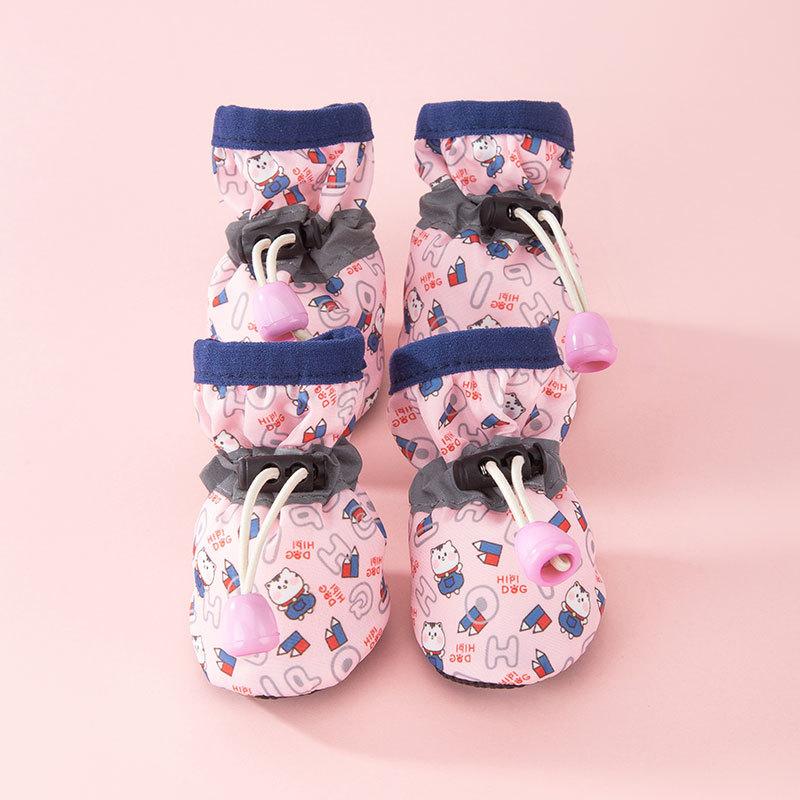 Pet Soft-soled Shoes Bear Full Print Puppy Dog Shoes Medium and Small Dog Teddy Dog Foot Cover Waterproof and Non-slip Pet Shoes