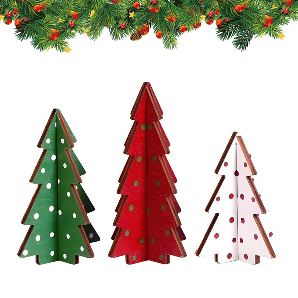 Desk Christmas Tree 3 Pieces Wooden Home Decor Small Christmas Trees Cute Table Decor For Party Decorations Mantel Shelf Desk