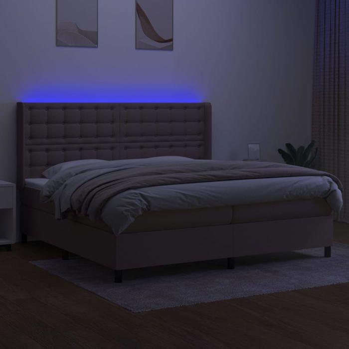 VidaXL Sommier à Lattes de Lit avec Matelas et LED, Lit Rembourré avec Tête de Lit, Lit Double, Lit Adulte de Chambre, 3138665