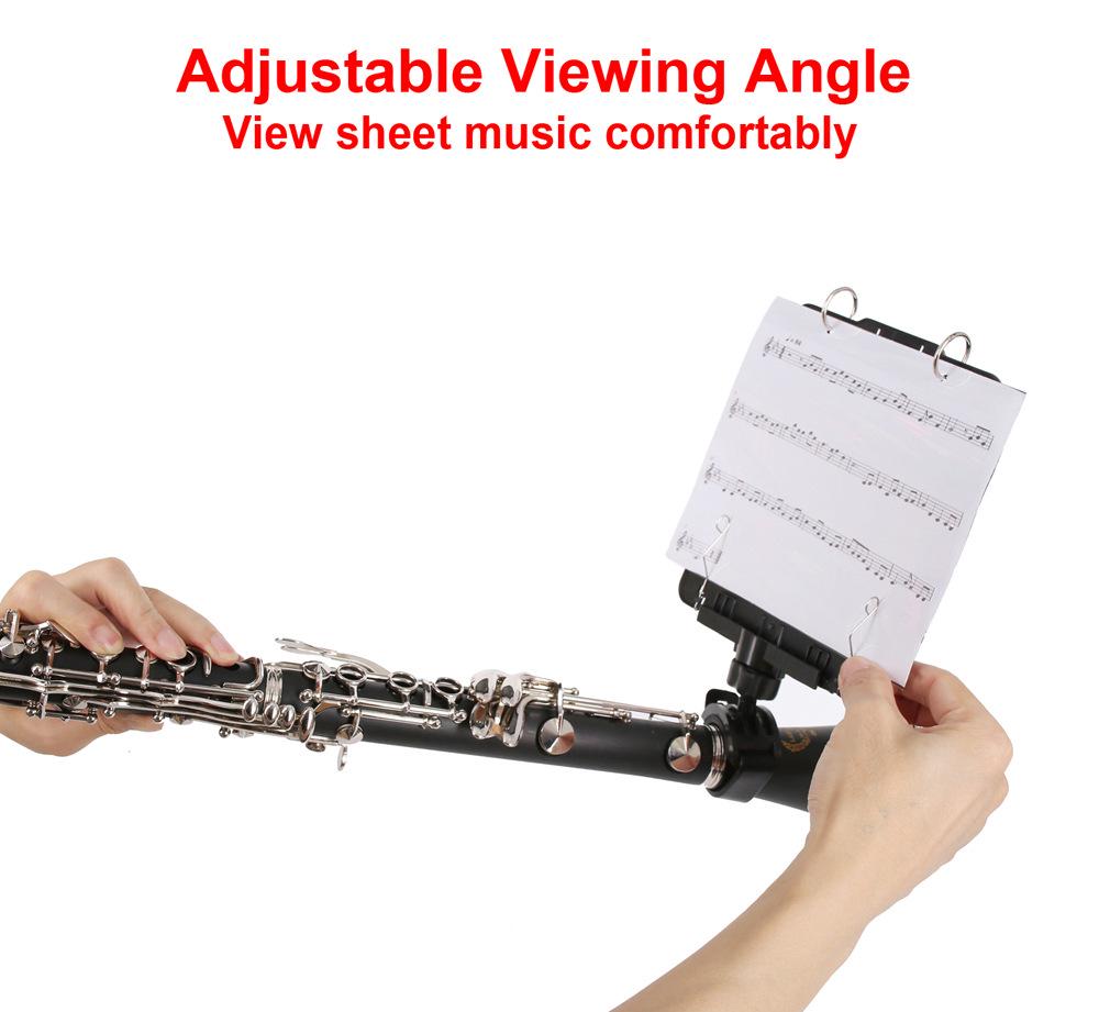 Black Clarinet Lyre Music Stand Clip for Brass Instruments