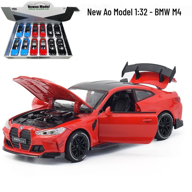 

Newao 1:32 Модель спортивного автомобиля BMW M4, игрушка со звуком, светом и открывающимися дверями