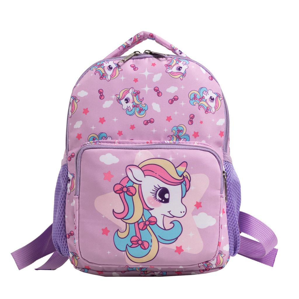 Unicorn Cartoon Printed Backpack Nylon Construction Suitable For Children Daily