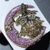 Vintage Mond Eule Brosche für Damen Strass Tier Party Korsagen Nadeln Geschenk