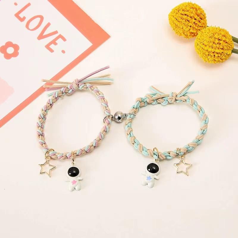 1pc Weaving Tags, Teddy Bear, Rubber Band, Milk Coffee, Cute Girl, Headband, Sweet Headwear, Female