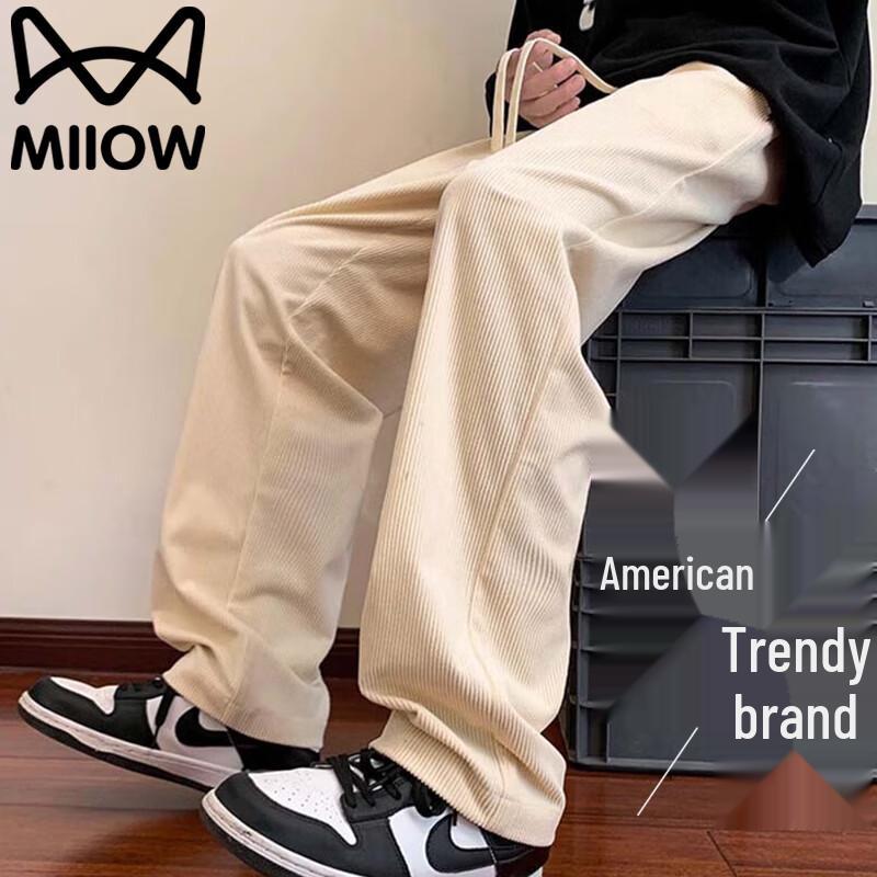 Men s American Retro Corduroy Loose Straight Casual Pants 4XL