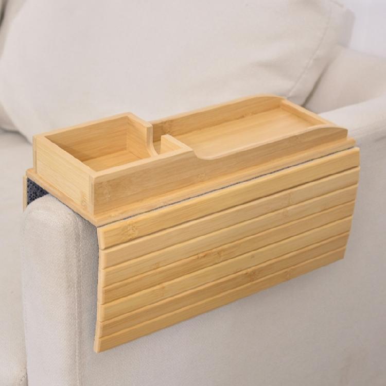 Elegant Wood Loveseat Arm Tray Practical Wood Sofa Side Armrest Tray with Secure Cup Grip for Convenient Use