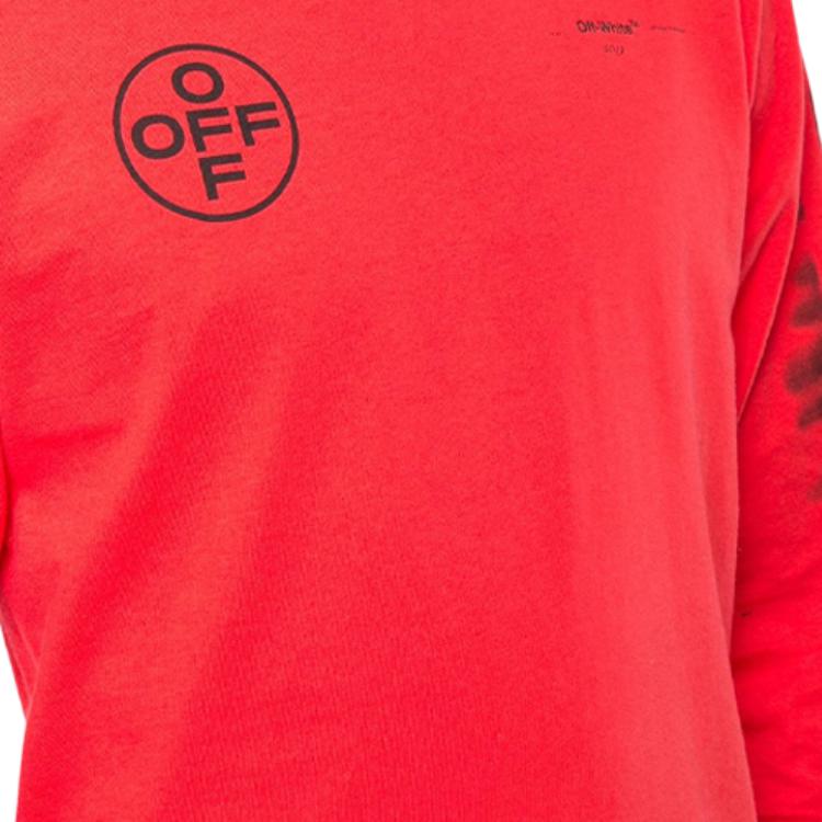 Off-White SS21 Graffiti Arrow Print Long Sleeve T-Shirt Men Tops Red OMAB001R191850152010