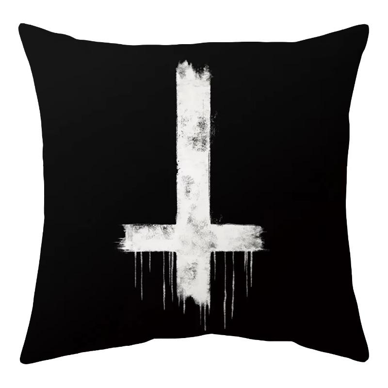 Black Party Halloween Ghost Skull Pumpkin Decorative Cushion Cover Polyester Throw Pillow Cover Pillow Case 45X45Cm