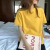 Damen lockeres T-Shirt Kurzarm Minimalistisch einfarbig O-Ausschnitt Oberteil