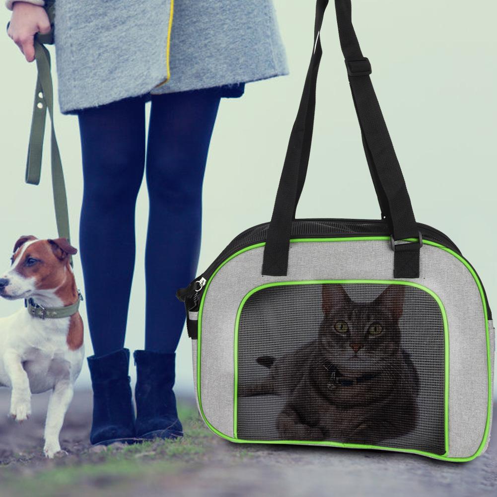 Outdoor Travel Pet Folding Carrier Dog Puppy Cat Breathable Shoulder Bags(Green)