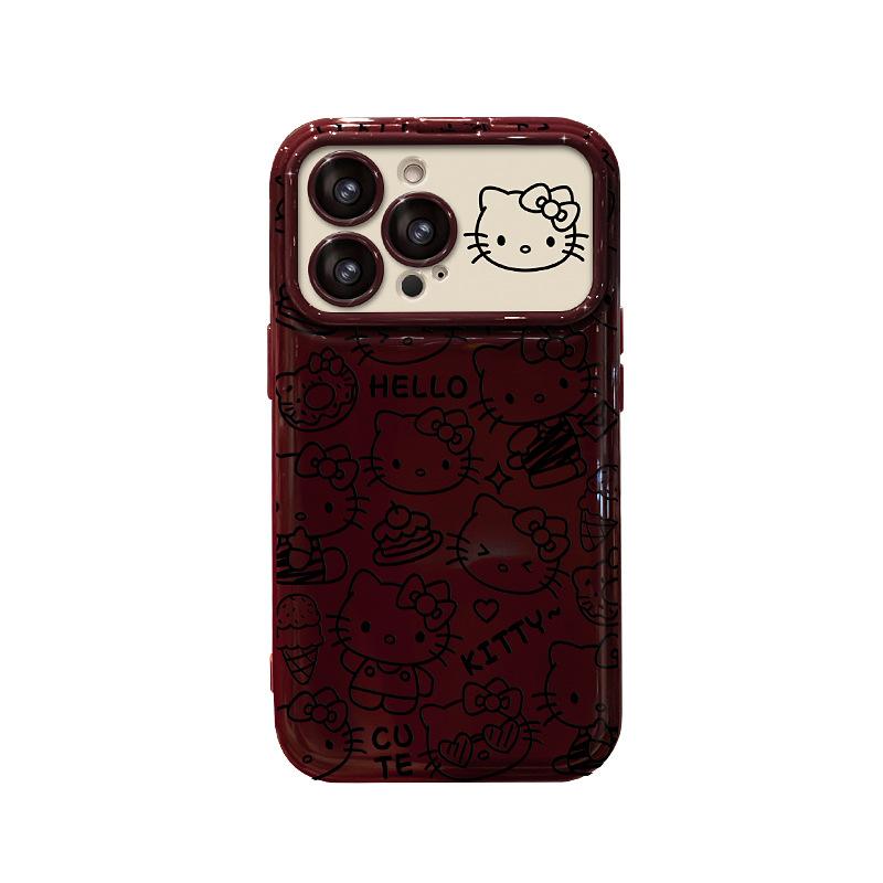 Kt Cat Bow Lanyard Suitable for Apple 17 Mobile Phone Case Iphone15promax Large Window 16 Silicone 14 Women