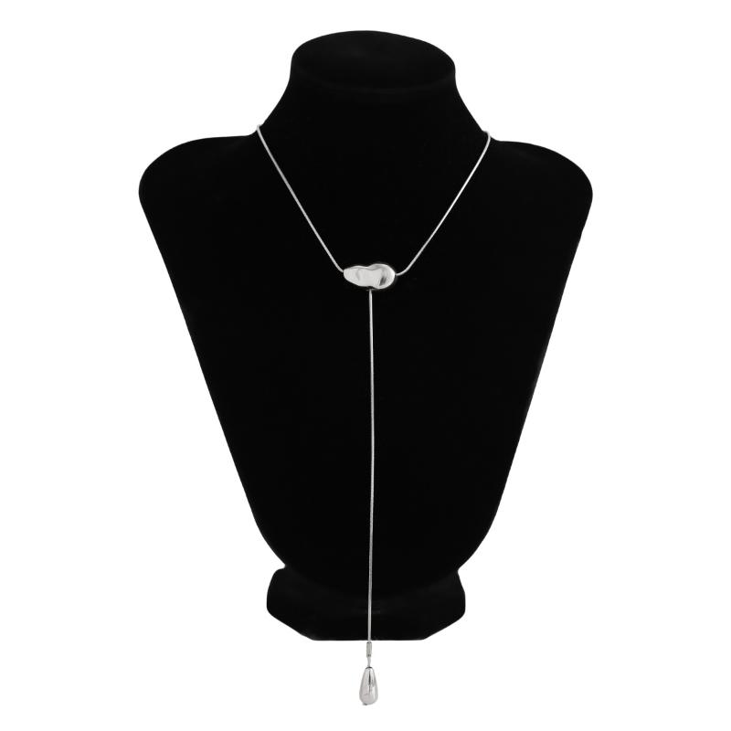 Vintage Metal Simple Water Drop Pendant Necklace For Women Trendy Long Thin Chain Necklace Aesthetic Y2K Jewelry Gift