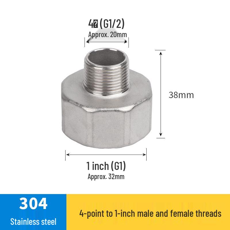 Redutor Rosqueado Vermelho de Aço Inoxidável Espessado Macho/Fêmea: Extensão de Tubo de Água de 6 para 4 Pontos, 25 para 20