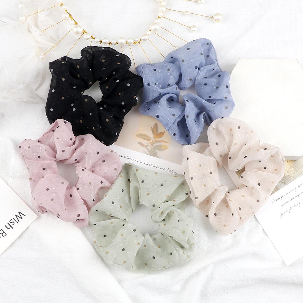 5PCS/Set Korean Fashion Hair Bands Elastic Dots Satin Silk Scrunchie for Women Girls Hair Accessories Hair Ties Holder