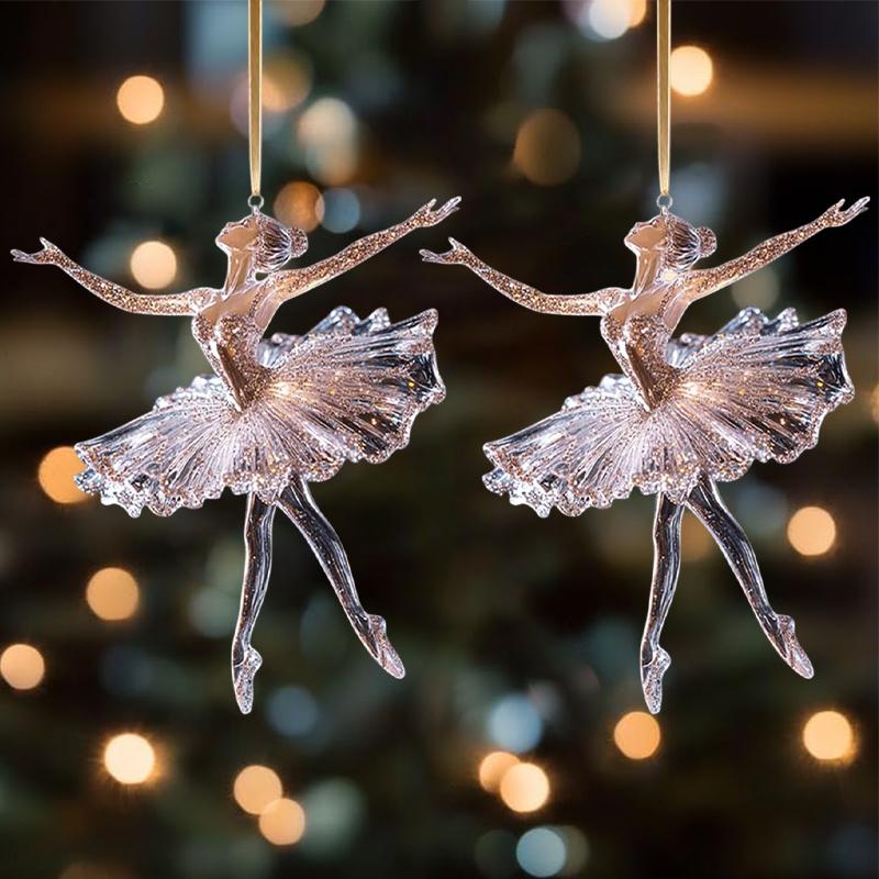 Sparkling Acrylic Crystal Ballerina Christmas Ornaments, Snowflake Atmosphere Pendant Pendant for Christmas Tree Decoration