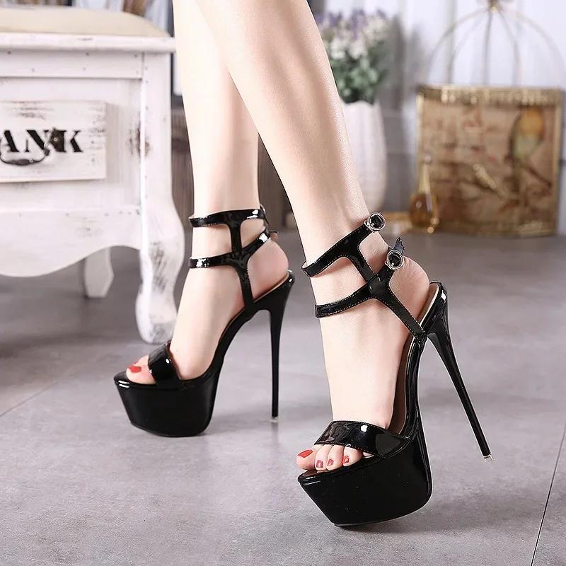 Fashion Summer 17cm High Heels Sandals Women Sexy Peep Toe Platform Ankle Buckle Strap Super-high Heel Shoe Party Pumps Gladiator Sandal