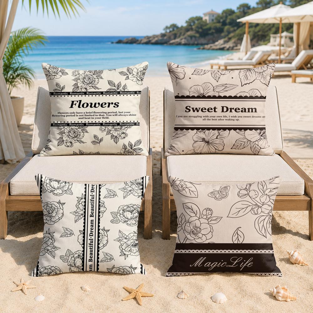 Beautiful Retro Flowers Cushion Cover Silky Short Plush Invisible Zipper Dustproof Sofa Pillow Case For Home Decor