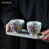 Blue and White Happy Cups Ceramic Cups Wedding Gifts Kungfu Tea Set Handmade Teacup Tea Set Accessories 75ml Teacup and Tea Tray