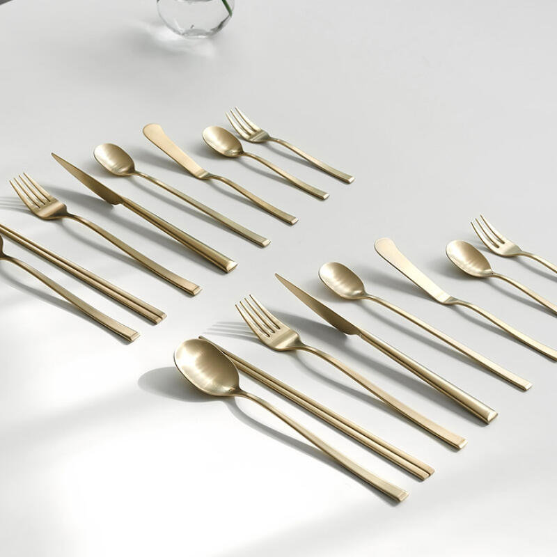 Nicott Here 2-Person Newlywed Cutlery Full Set 16P Champagne Gold