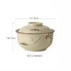 Japanese Ceramic with Lid Soup Ramen Bowl Dessert Snack Large Capacity Service Bowls Restaurant Tableware