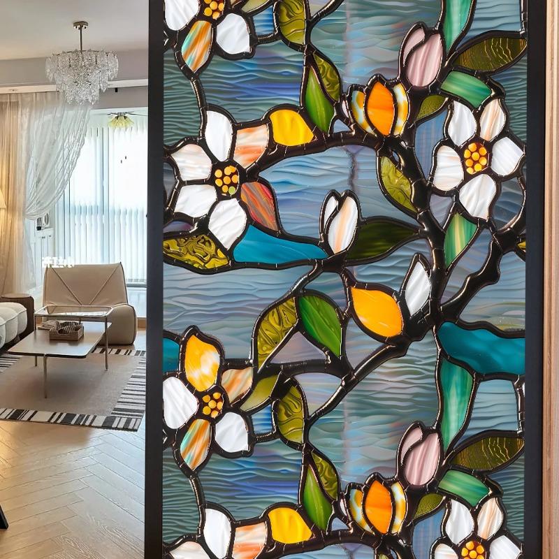 3D Laser Recyclable Window Privacy Film No-glue Window Film Decorative Protection Static Cling Stained Glass Home Sticker