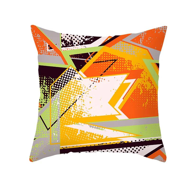 Sofa Office Chair Cushion Cover Luxury Comfortable Flower Pillow Retro Abstract Geometric Printing Pillowcase